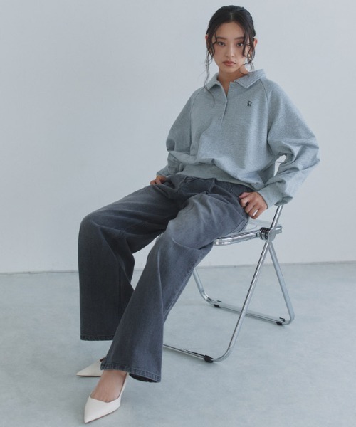 ECLAM(クラム)の「ラメ入り刺繍ポロスウェット(スウェット・レディース・杢グレー・M/L)」の12枚目の写真