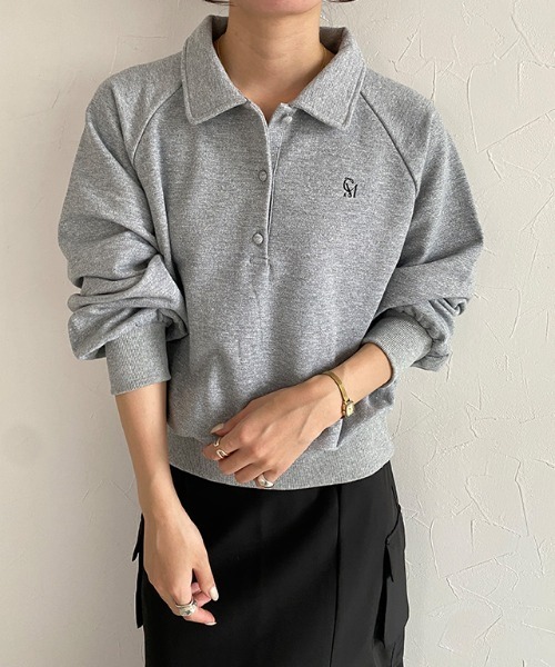 ECLAM(クラム)の「ラメ入り刺繍ポロスウェット(スウェット・レディース・杢グレー・M/L)」の16枚目の写真