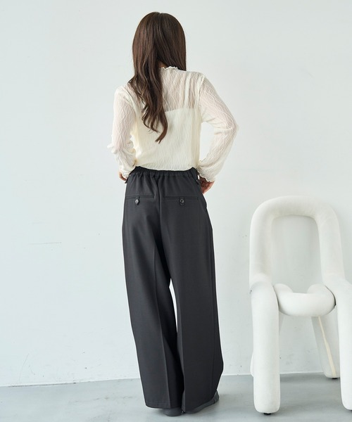 mil(ミル)の「ウエストデザイン タックワイドパンツ【585131】(スラックス・レディース・ブラック/モカ/ブラウン・FREE/S-Short/S-Regular/M-Short/M-Regular)」の7枚目の写真