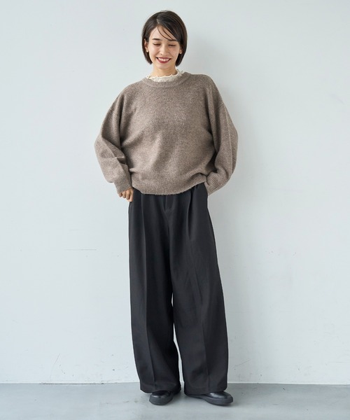 mil(ミル)の「ウエストデザイン タックワイドパンツ【585131】(スラックス・レディース・ブラック/モカ/ブラウン・FREE/S-Short/S-Regular/M-Short/M-Regular)」の12枚目の写真