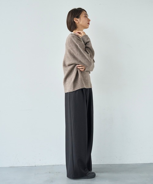 mil(ミル)の「ウエストデザイン タックワイドパンツ【585131】(スラックス・レディース・ブラック/モカ/ブラウン・FREE/S-Short/S-Regular/M-Short/M-Regular)」の13枚目の写真