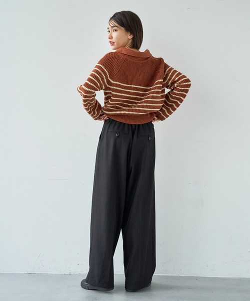 mil(ミル)の「ウエストデザイン タックワイドパンツ【585131】(スラックス・レディース・ブラック/モカ/ブラウン・FREE/S-Short/S-Regular/M-Short/M-Regular)」の16枚目の写真