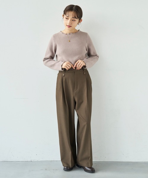 mil(ミル)の「ウエストデザイン タックワイドパンツ【585131】(スラックス・レディース・ブラック/モカ/ブラウン・FREE/S-Short/S-Regular/M-Short/M-Regular)」の17枚目の写真