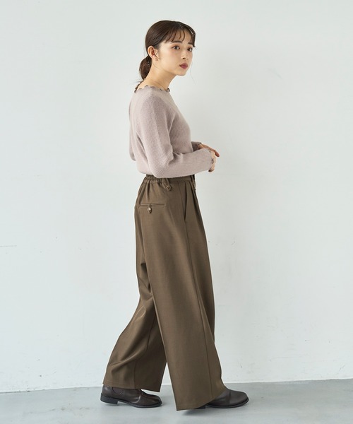 mil(ミル)の「ウエストデザイン タックワイドパンツ【585131】(スラックス・レディース・ブラック/モカ/ブラウン・FREE/S-Short/S-Regular/M-Short/M-Regular)」の18枚目の写真