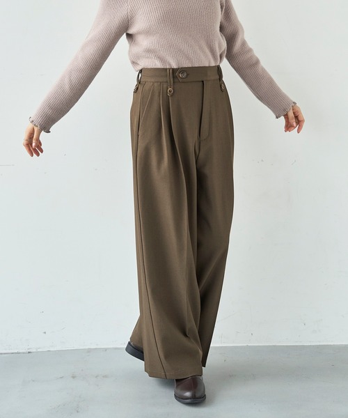 mil(ミル)の「ウエストデザイン タックワイドパンツ【585131】(スラックス・レディース・ブラック/モカ/ブラウン・FREE/S-Short/S-Regular/M-Short/M-Regular)」の19枚目の写真