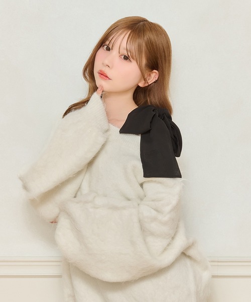 apres jour（アプレジュール）の「【リボン取り外し可能】カップ付きリボンインナー（キャミソール・レディース・オフホワイト/ブラック/ブラック系その他2/ブラック系その他・フリー/X-LARGE）」の3枚目の写真