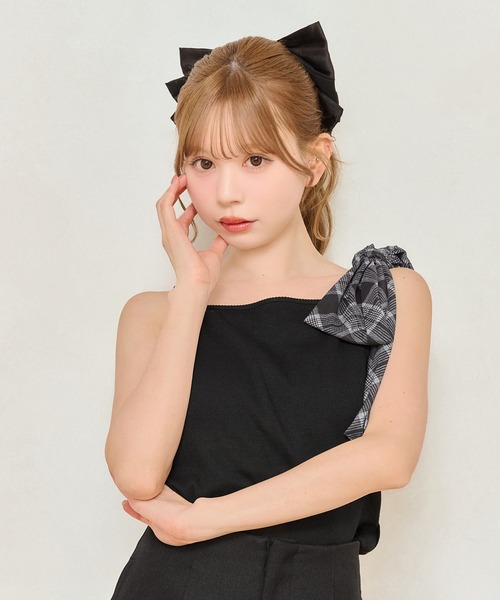 apres jour（アプレジュール）の「【リボン取り外し可能】カップ付きリボンインナー（キャミソール・レディース・オフホワイト/ブラック/ブラック系その他2/ブラック系その他・フリー/X-LARGE）」の8枚目の写真