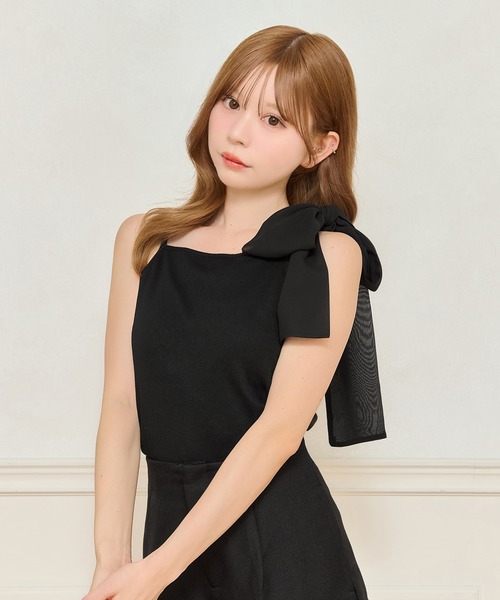 apres jour（アプレジュール）の「【リボン取り外し可能】カップ付きリボンインナー（キャミソール・レディース・オフホワイト/ブラック/ブラック系その他2/ブラック系その他・フリー/X-LARGE）」の7枚目の写真