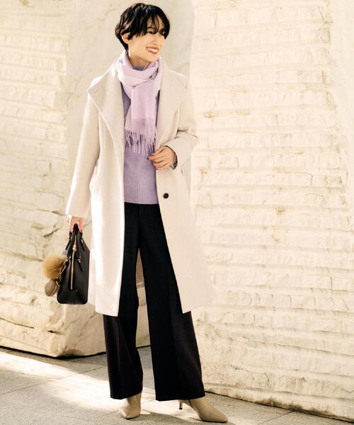 UNTITLED（アンタイトル）の「【きれいめ/スタイリッシュ】2WAYスタンドカラーロングコート（その他アウター・レディース・ベージュ/チャコールグレー/ブラック・00/01/02/03/04/42/44/46/48/50）」の12枚目の写真