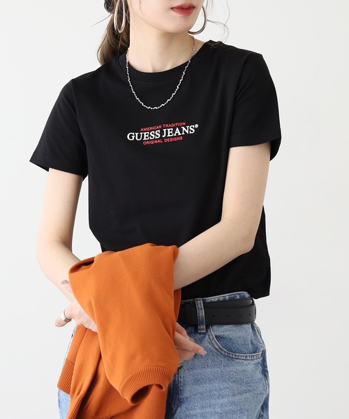 GUESS JEANS(ゲスジーンズ)の「GUESS JEANS GJ SS CN SLIM AMERICAN TR ICONIC TEE ゲス スリムフィット Tシャツ(Tシャツ/カットソー・レディース・ブラック・S/M/L)」の11枚目の写真