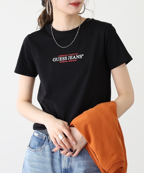 GUESS JEANS(ゲスジーンズ)の「GUESS JEANS GJ SS CN SLIM AMERICAN TR ICONIC TEE ゲス スリムフィット Tシャツ(Tシャツ/カットソー・レディース・ブラック・S/M/L)」の12枚目の写真