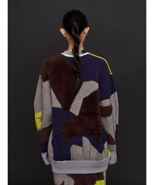 UN3D.（アンスリード）の「MIX CAMOUFLA JACQUARD TOP / ミックスカモフラジャガードドッキングトップ（ニット/セーター・レディース・ブラック/グレー・FREE）」の19枚目の写真