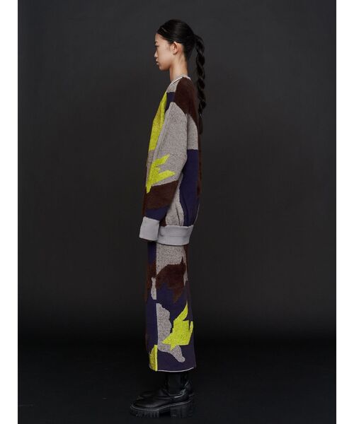 UN3D.（アンスリード）の「MIX CAMOUFLA JACQUARD TOP / ミックスカモフラジャガードドッキングトップ（ニット/セーター・レディース・ブラック/グレー・FREE）」の15枚目の写真