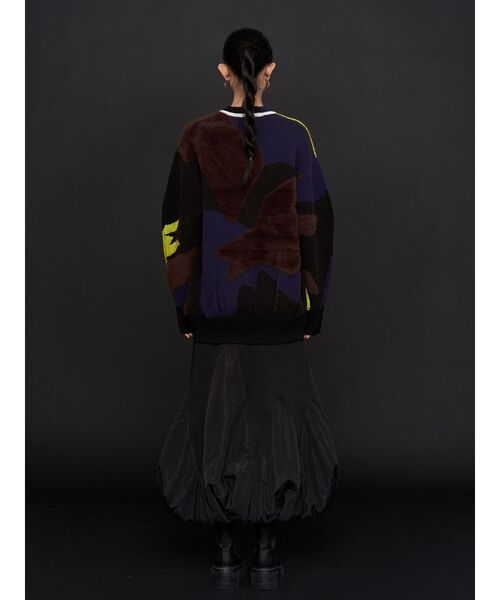 UN3D.（アンスリード）の「MIX CAMOUFLA JACQUARD TOP / ミックスカモフラジャガードドッキングトップ（ニット/セーター・レディース・ブラック/グレー・FREE）」の22枚目の写真