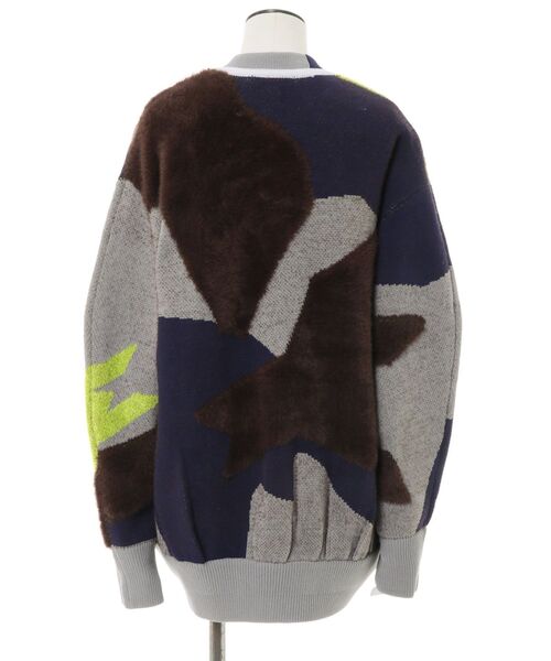 UN3D.（アンスリード）の「MIX CAMOUFLA JACQUARD TOP / ミックスカモフラジャガードドッキングトップ（ニット/セーター・レディース・ブラック/グレー・FREE）」の11枚目の写真