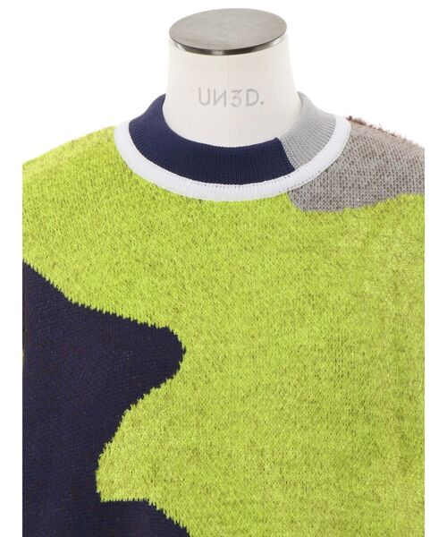 UN3D.（アンスリード）の「MIX CAMOUFLA JACQUARD TOP / ミックスカモフラジャガードドッキングトップ（ニット/セーター・レディース・ブラック/グレー・FREE）」の10枚目の写真