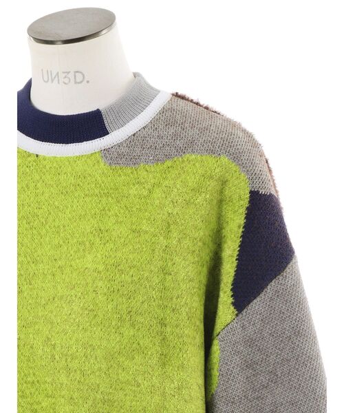 UN3D.（アンスリード）の「MIX CAMOUFLA JACQUARD TOP / ミックスカモフラジャガードドッキングトップ（ニット/セーター・レディース・ブラック/グレー・FREE）」の9枚目の写真