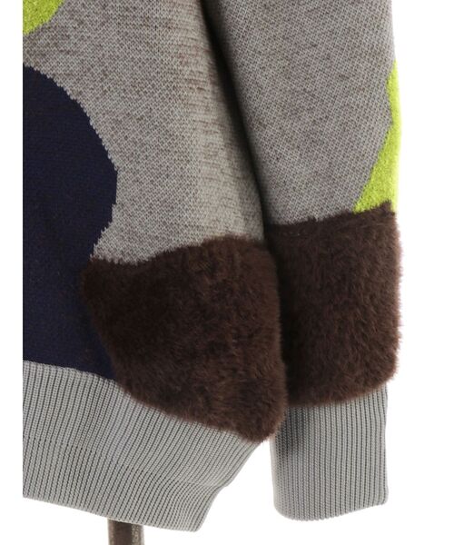 UN3D.（アンスリード）の「MIX CAMOUFLA JACQUARD TOP / ミックスカモフラジャガードドッキングトップ（ニット/セーター・レディース・ブラック/グレー・FREE）」の8枚目の写真