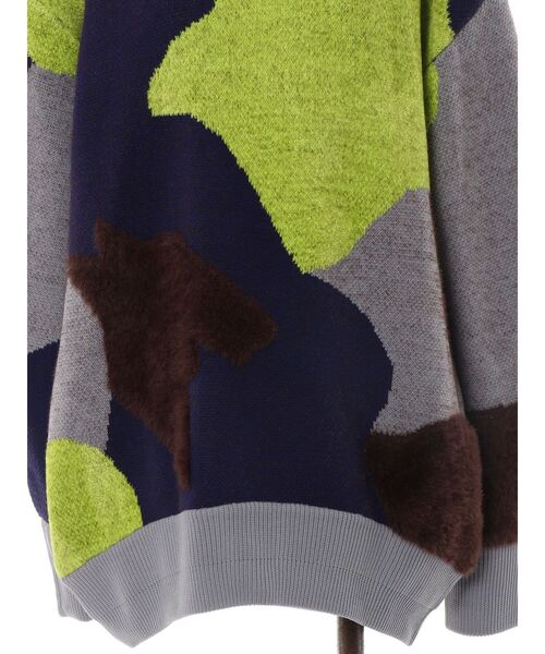 UN3D.（アンスリード）の「MIX CAMOUFLA JACQUARD TOP / ミックスカモフラジャガードドッキングトップ（ニット/セーター・レディース・ブラック/グレー・FREE）」の7枚目の写真