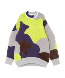 UN3D. | MIX CAMOUFLA JACQUARD TOP / ミックスカモフラジャガードドッキングトップ(ニット/セーター)