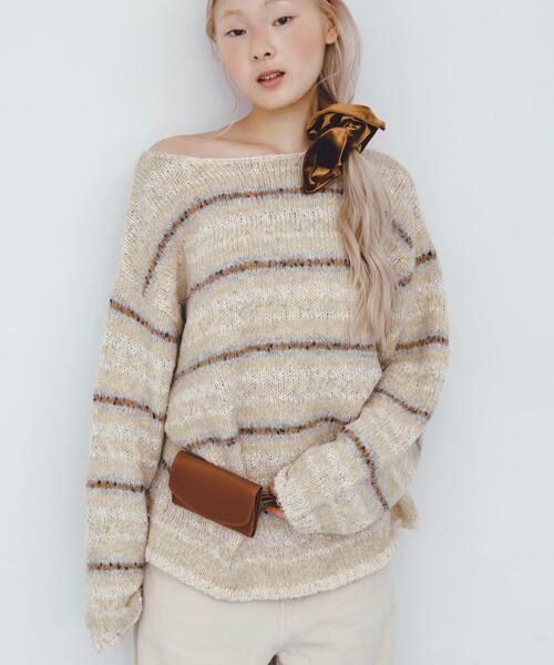 KBF（ケイビーエフ）の「マルチボーダールーズニット（ニット/セーター・レディース・ブラウン系その他/ブルー系その他/ホワイト系その他・ONE）」の22枚目の写真