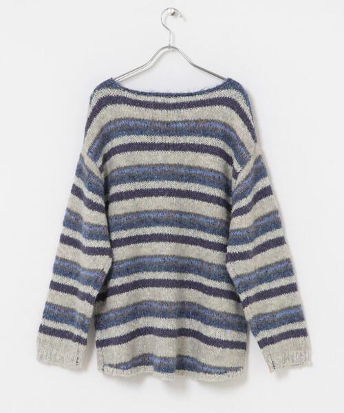 KBF（ケイビーエフ）の「マルチボーダールーズニット（ニット/セーター・レディース・ブラウン系その他/ブルー系その他/ホワイト系その他・ONE）」の6枚目の写真