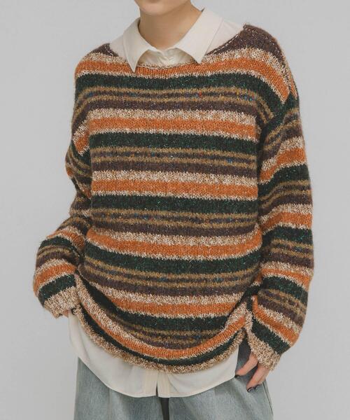 KBF（ケイビーエフ）の「マルチボーダールーズニット（ニット/セーター・レディース・ブラウン系その他/ブルー系その他/ホワイト系その他・ONE）」の11枚目の写真