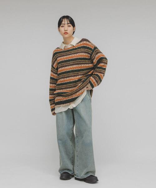 KBF（ケイビーエフ）の「マルチボーダールーズニット（ニット/セーター・レディース・ブラウン系その他/ブルー系その他/ホワイト系その他・ONE）」の13枚目の写真