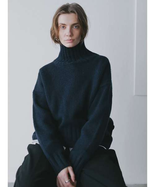 HER.(ハー)の「ハイネックニットプルオーバー(ニット/セーター・レディース・ネイビー/オフホワイト/ベージュ・フリー)」の2枚目の写真