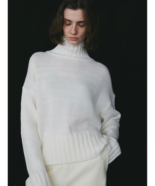 HER.(ハー)の「ハイネックニットプルオーバー(ニット/セーター・レディース・ネイビー/オフホワイト/ベージュ・フリー)」の1枚目の写真