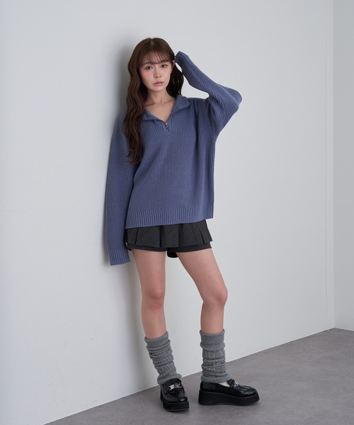 RAY CASSIN（レイカズン）の「スタンド胸刺繍ニット（ニット/セーター・レディース・グレー/ネイビー/ライトベージュ/ブルー・FREE）」の22枚目の写真