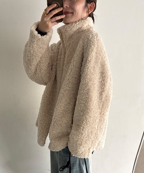 DOUDOU インフルエンサーOKOCHI企画 ボアブルゾン ブラウン OKOCHI新色 