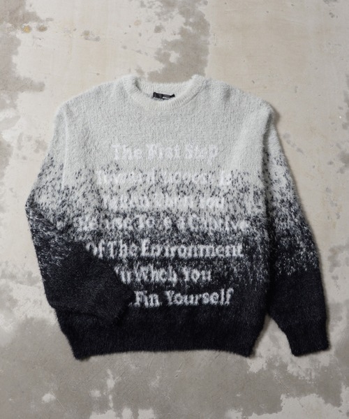 Revo.（レボ）の「オーバーサイズ グランジ ロゴプリント シャギーニット プルオーバー（ニット/セーター・メンズ・ブラック/ブラウン/オフホワイト/グレー・M/L）」の3枚目の写真