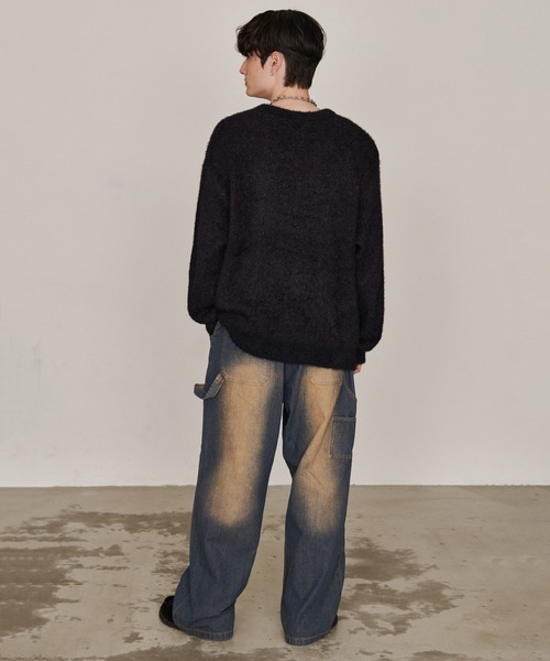 Revo.（レボ）の「オーバーサイズ グランジ ロゴプリント シャギーニット プルオーバー（ニット/セーター・メンズ・ブラック/ブラウン/オフホワイト/グレー・M/L）」の20枚目の写真