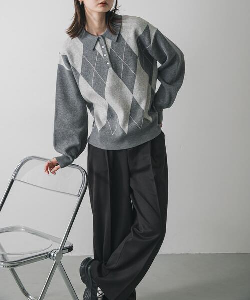 ポロシャツジャガードセーター（ニット/セーター）｜SENSE OF PLACE by