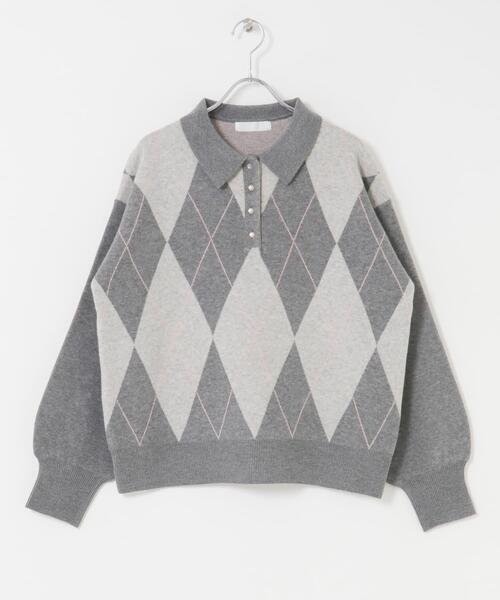 SENSE OF PLACE by URBAN RESEARCH（センスオブプレイスバイアーバンリサーチ）の「ポロシャツジャガードセーター（ニット/セーター・レディース・ブラウン系その他/グレー系その他/ブルー系その他・ONE）」の10枚目の写真