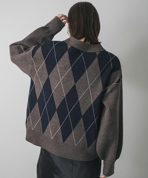 SENSE OF PLACE by URBAN RESEARCH（センスオブプレイスバイアーバンリサーチ）の「ポロシャツジャガードセーター（ニット/セーター・レディース・ブラウン系その他/グレー系その他/ブルー系その他・ONE）」の14枚目の写真