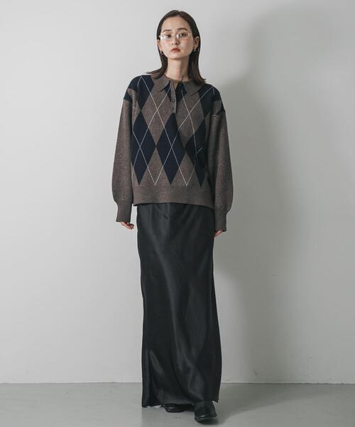 SENSE OF PLACE by URBAN RESEARCH（センスオブプレイスバイアーバンリサーチ）の「ポロシャツジャガードセーター（ニット/セーター・レディース・ブラウン系その他/グレー系その他/ブルー系その他・ONE）」の15枚目の写真