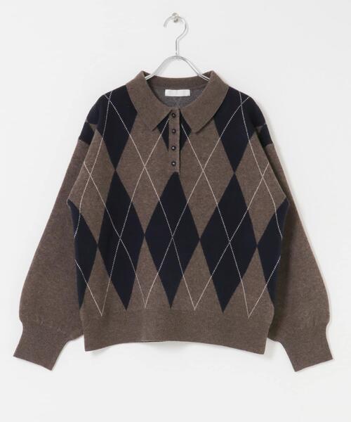 SENSE OF PLACE by URBAN RESEARCH（センスオブプレイスバイアーバンリサーチ）の「ポロシャツジャガードセーター（ニット/セーター・レディース・ブラウン系その他/グレー系その他/ブルー系その他・ONE）」の18枚目の写真