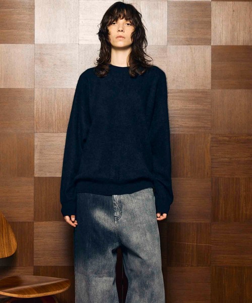 UNISEX》Super140 Brushed Extra Fine Merino Wool Crew Neck Knit