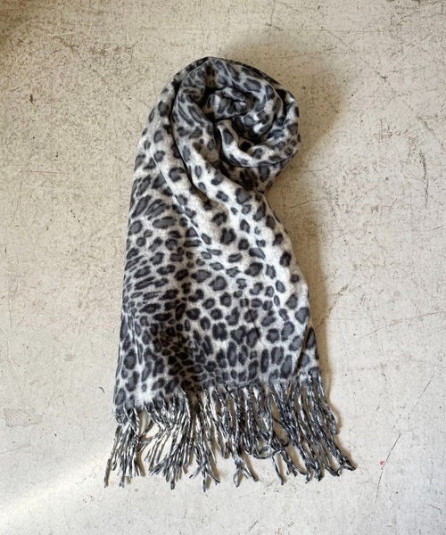 レオパード柄ストール/防寒/マフラー兼用/大判/ユニセックス（ストール