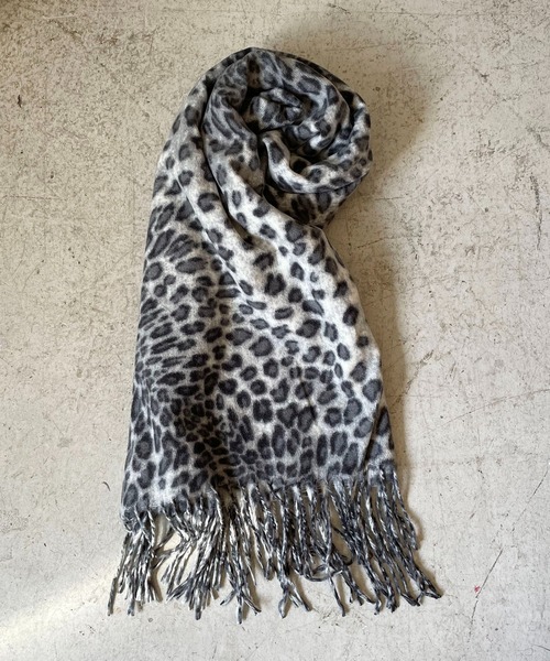 レオパード柄ストール/防寒/マフラー兼用/大判/ユニセックス（ストール