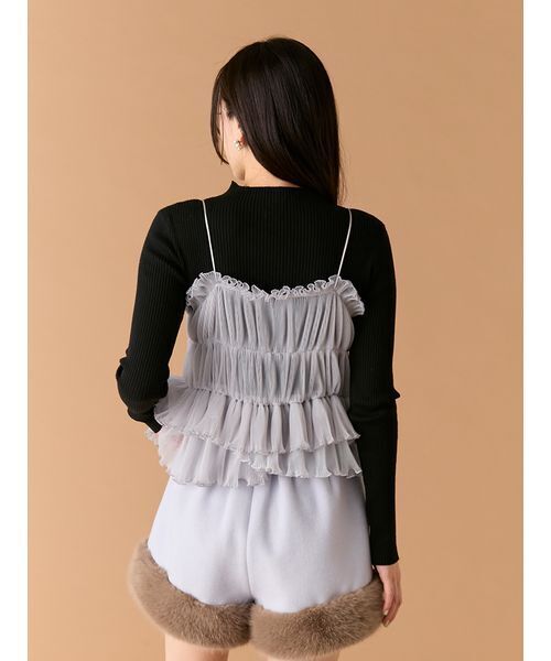 LILY BROWN（リリーブラウン）の「リボンビスチェセットニットトップス（ニット/セーター・レディース・レオパード/アイボリー/グレー・F）」の7枚目の写真