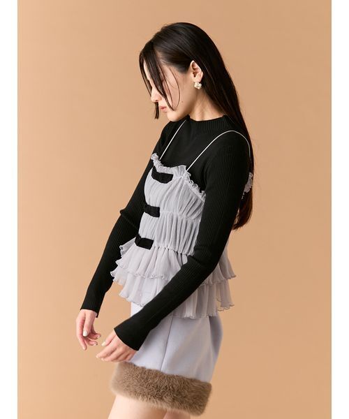 LILY BROWN（リリーブラウン）の「リボンビスチェセットニットトップス（ニット/セーター・レディース・レオパード/アイボリー/グレー・F）」の8枚目の写真