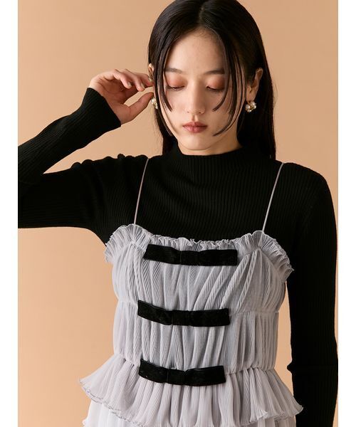 LILY BROWN（リリーブラウン）の「リボンビスチェセットニットトップス（ニット/セーター・レディース・レオパード/アイボリー/グレー・F）」の9枚目の写真