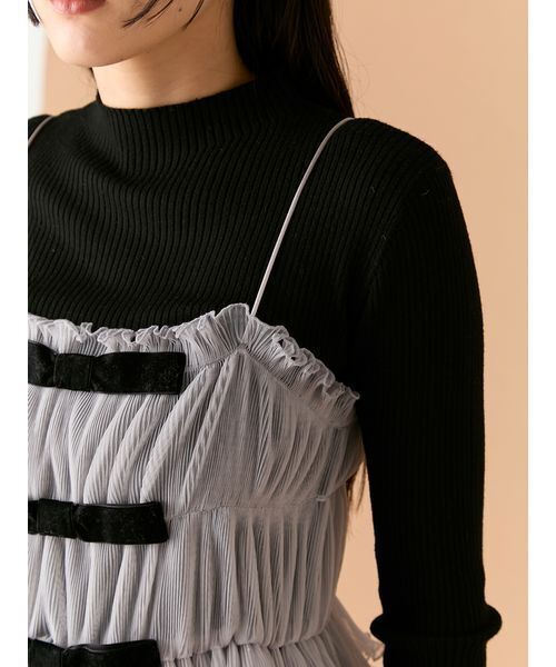 LILY BROWN（リリーブラウン）の「リボンビスチェセットニットトップス（ニット/セーター・レディース・レオパード/アイボリー/グレー・F）」の10枚目の写真