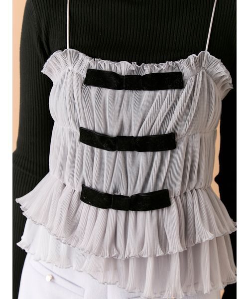 LILY BROWN（リリーブラウン）の「リボンビスチェセットニットトップス（ニット/セーター・レディース・レオパード/アイボリー/グレー・F）」の11枚目の写真