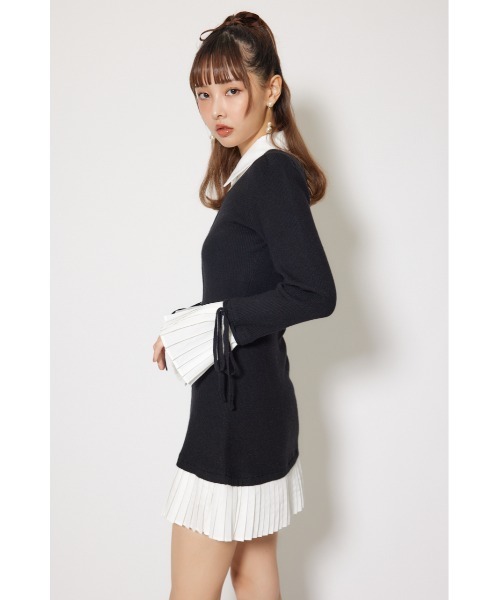 rienda(リエンダ)の「レイヤードパターンシャツニットミニワンピース 秋服 冬服(ワンピース・レディース・グレー/ブラウン/ブラック・FREE)」の5枚目の写真