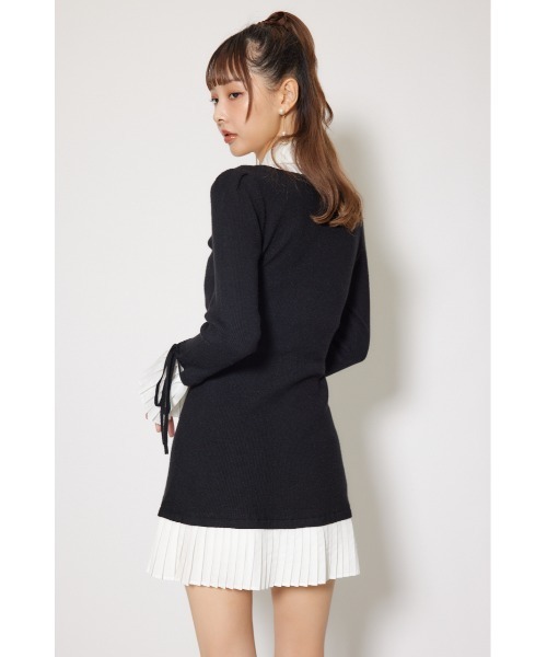 rienda（リエンダ）の「レイヤードパターンシャツニットミニワンピース