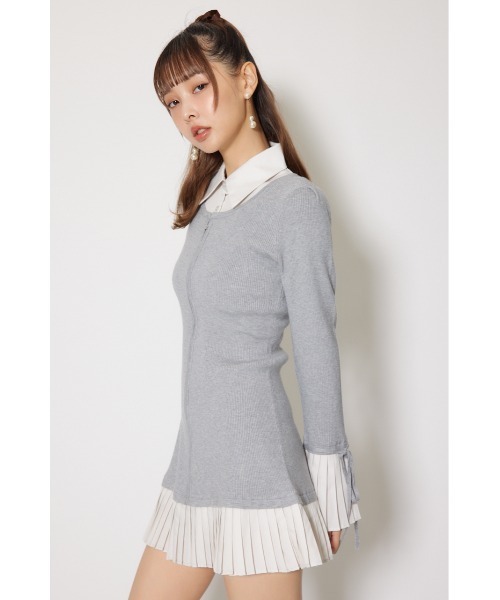 rienda(リエンダ)の「レイヤードパターンシャツニットミニワンピース 秋服 冬服(ワンピース・レディース・グレー/ブラウン/ブラック・FREE)」の11枚目の写真